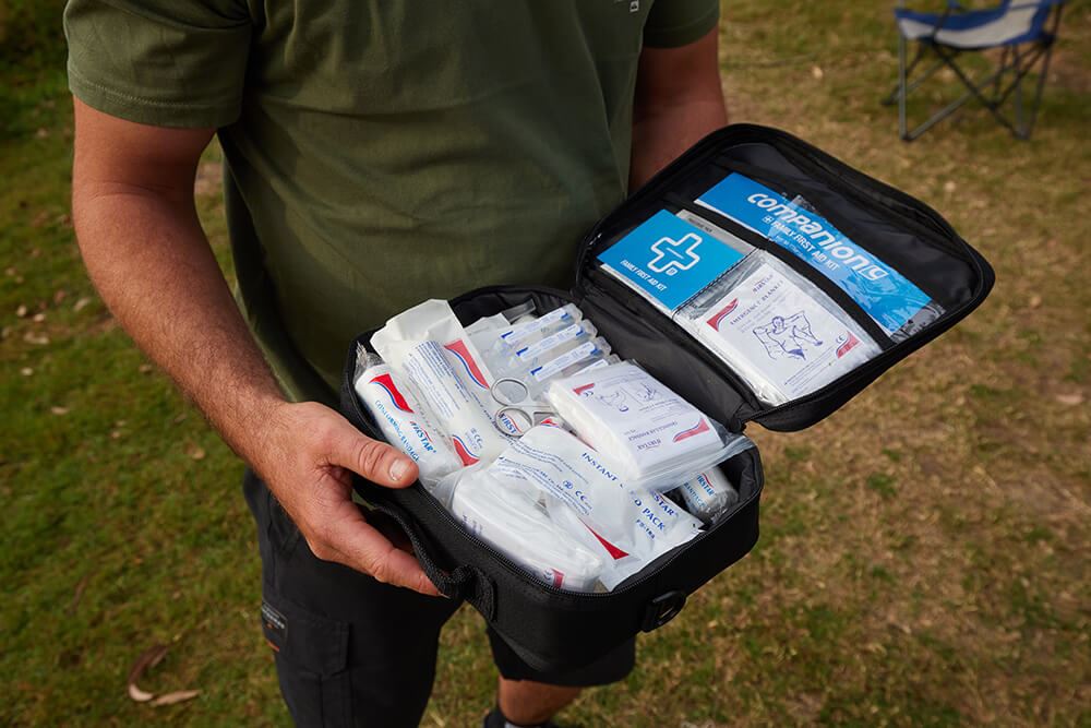 First aid kids Open first aid kit